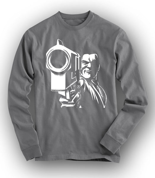 "IN YOUR FACE" Long-Sleeved Tee - CHARCOAL