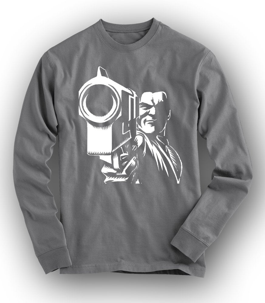 "IN YOUR FACE" Long-Sleeved Tee - CHARCOAL