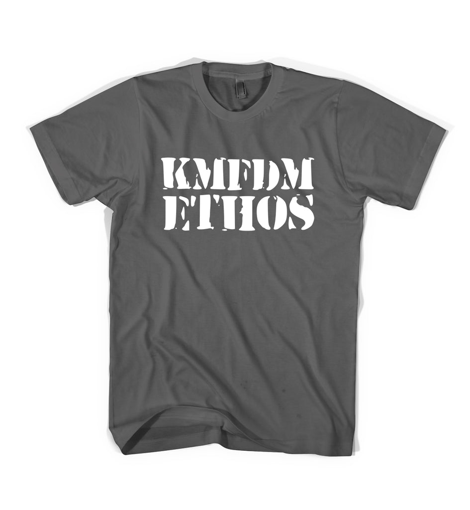 KMFDM ETHOS Tee - Charcoal / White